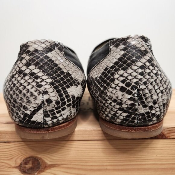 Poppy Barley The Oxford Slip-On Snakeskin Black Leather Pointed Flats Size 10.5 - Picture 7 of 12